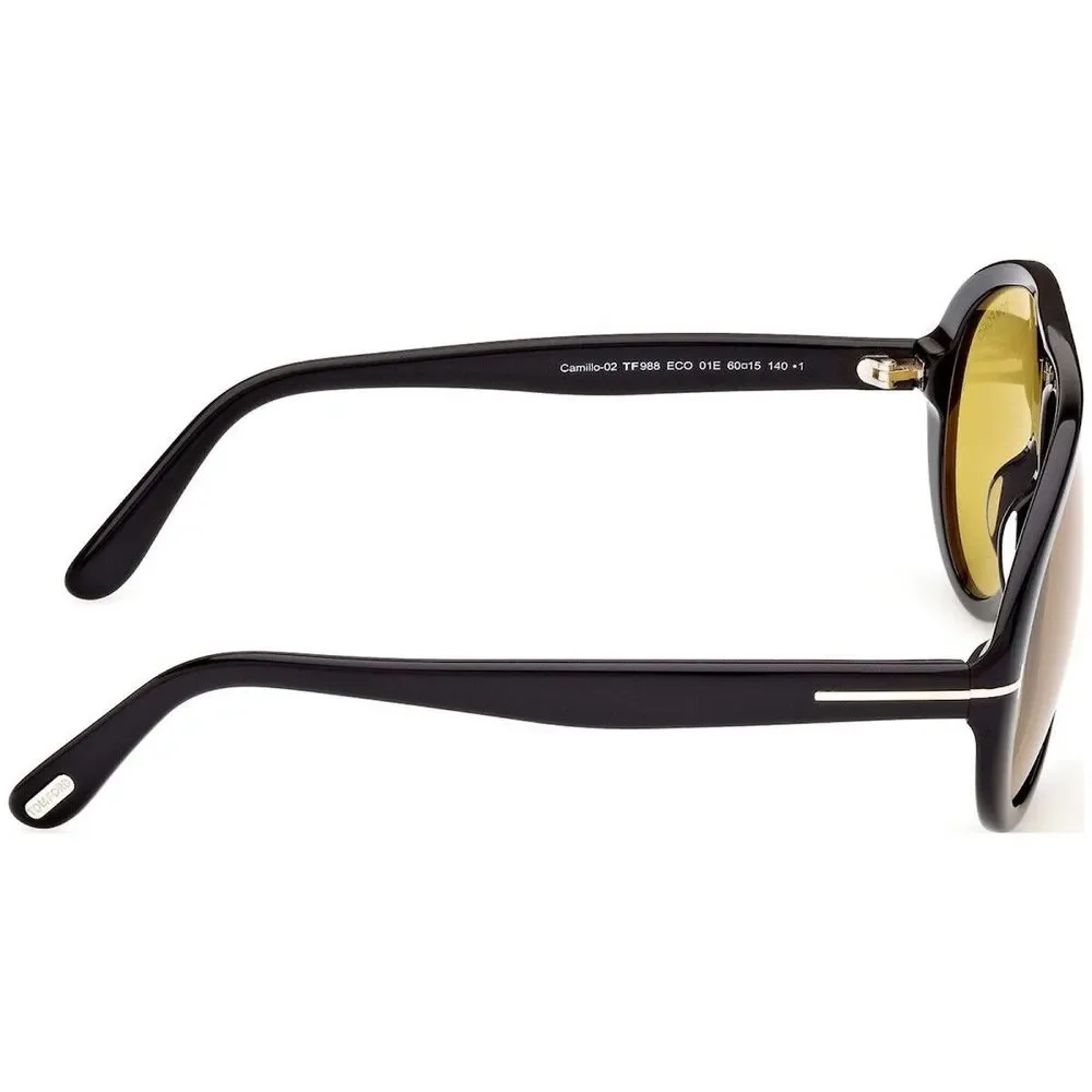 Tom Ford Black Acetate Sunglasses with Yellow Lenses